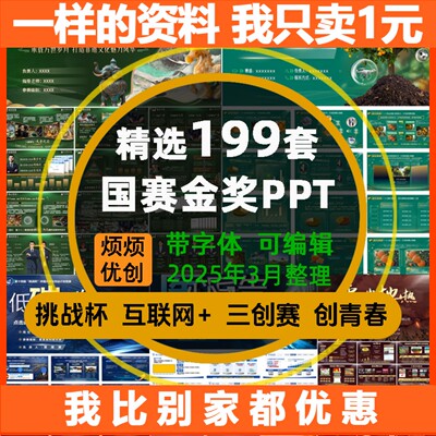 创赛PPT模板高级三创新创业大赛竞赛互联网加挑战杯国创大创比赛