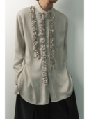 灰 」月海_黑 花海长袖 衬衫 男女 「 宫廷复古休闲衬衫 凌鸦ILNya