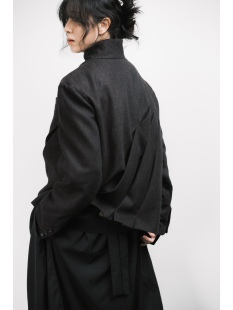 「 凌鸦ILNya 」月海_勃艮第红 涟漪羊毛夹克 羊毛设计感夹克外套