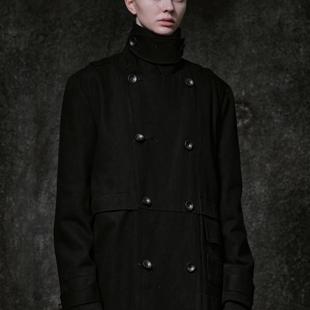 「 凌鸦ILNya 」廊_黑 禁语双排扣风衣 保暖防风巴恩风战壕大衣