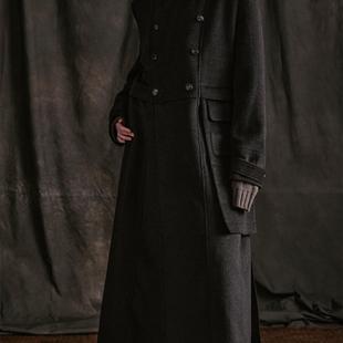 「 凌鸦ILNya 」廊_棕 禁语双排扣风衣 羊毛保暖巴恩风战壕大衣