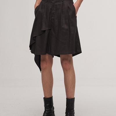 「 凌鸦ILNya 」差池_铜 飘布短裤 莱赛尔亚麻宽松夏季裙裤A字裤