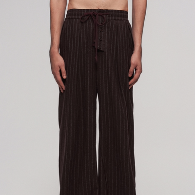 「 ILNya & Smooth 」差池_勃艮第红 裁片解构羊毛直筒裤