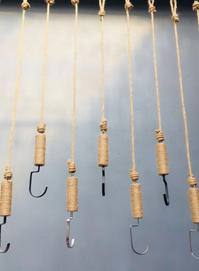 服装店展架挂衣架壁挂墙上创意复古挂勾s钩黑色挂钩 麻绳吊环装饰