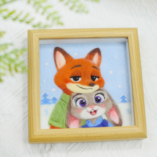 饰画摆件 羊毛毡戳戳乐diy水豚材料包手工玩偶挂件情侣礼物相框装