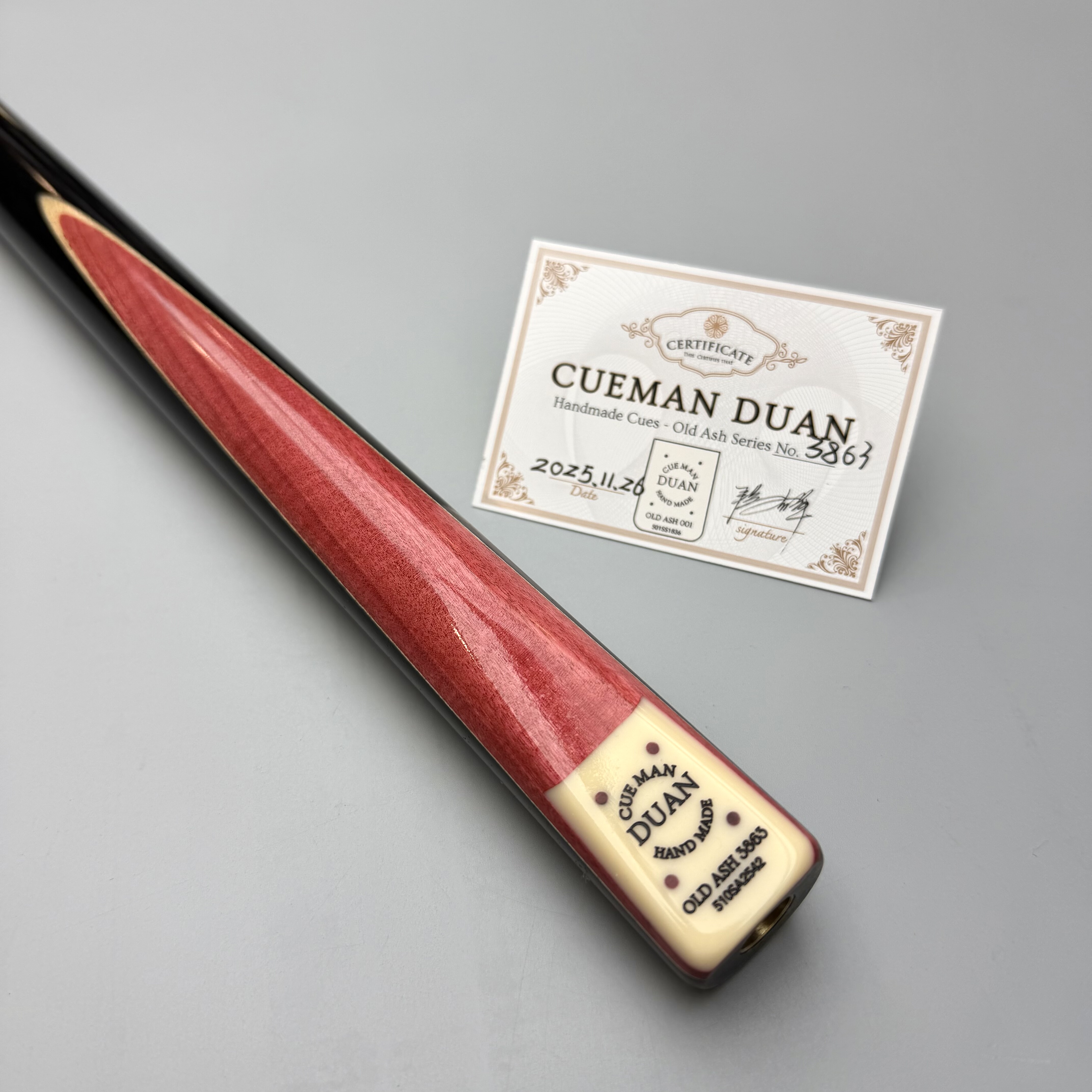 段氏球杆方牌510SA单插粉象台球杆手工杆中八参数现货编号3863