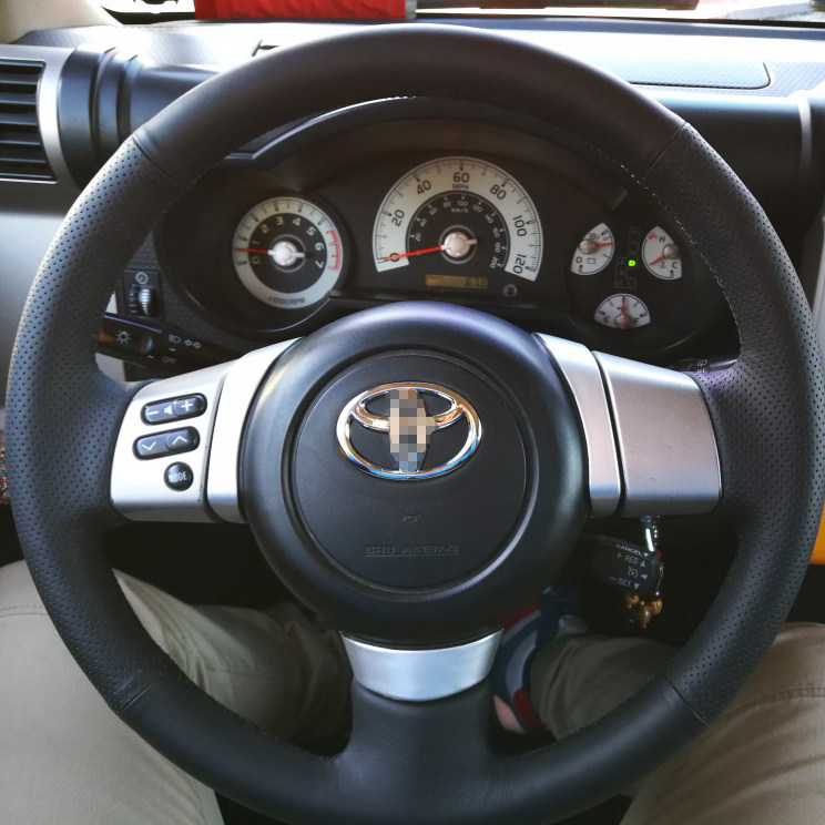 凯美瑞汉拉达RAV4雷凌锐志FJ酷路泽真皮手缝方向盘套磨砂翻毛全包