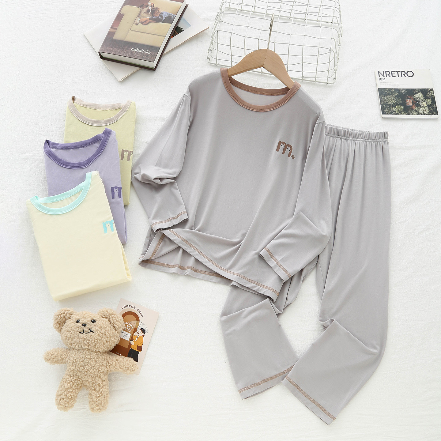 儿童莫代尔睡衣男童家居服青少年睡衣宿舍大学生午托睡衣中大童