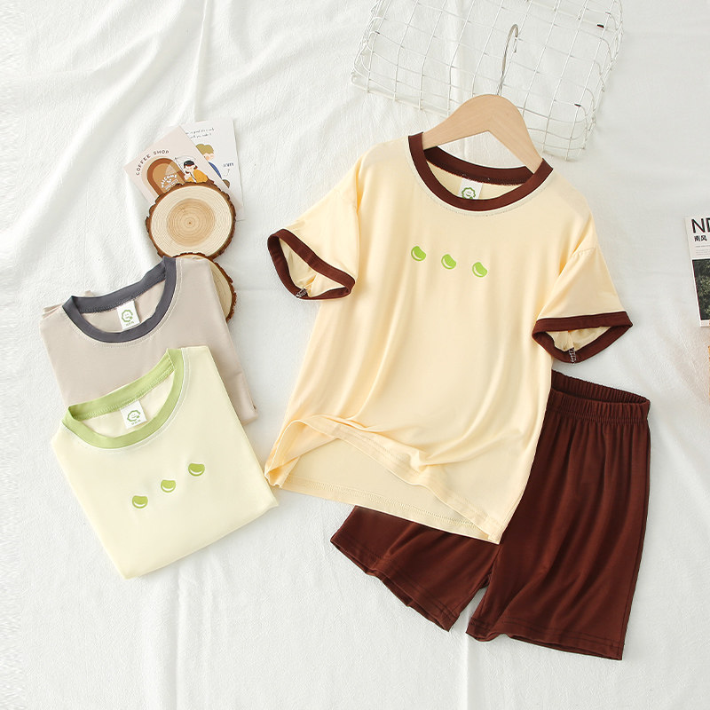 不闷汗儿童套装女童夏款短袖短裤休闲男童套装男孩睡衣运动中大童