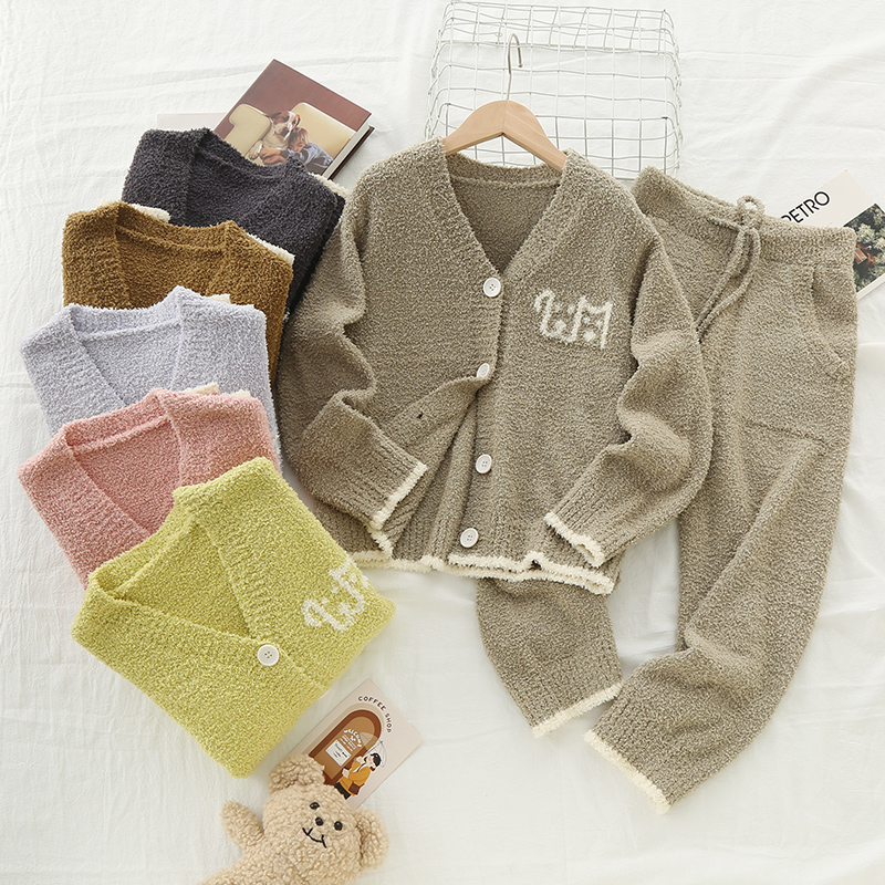 升级版无静电~儿童半边绒睡衣男童珊瑚绒睡衣女童秋冬季家居服