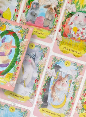 12X7 CM Chubby Bunny Tarot 胖兔塔luo牌 罗牌塔78张桌游卡牌