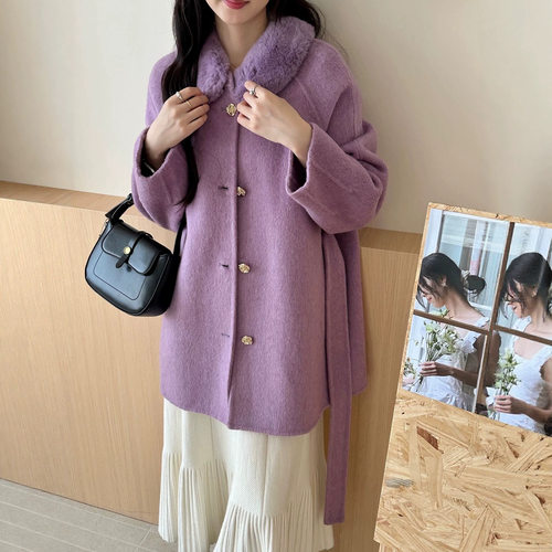 2026秋冬双面羊毛呢大衣女韩版