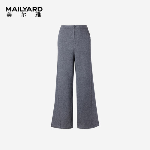 美尔雅女装 中高腰百搭窄版阔腿裤 时尚秋冬磨毛休闲裤153-1