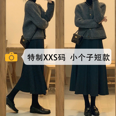 150cm小个子冬季毛呢半身裙女xxs