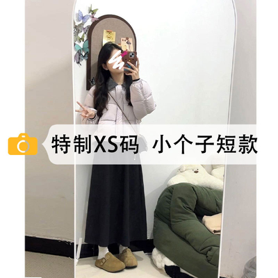 黑色毛呢半身裙女小个子a字裙xxs