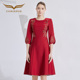 创意狐2024新款 妈妈晚礼服婚宴高贵喜婆婆礼服宴会聚会红色连衣裙