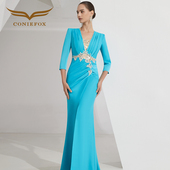 创意狐主持人礼服高端轻奢小众礼裙宴会气质中长款 连衣裙 演出服装