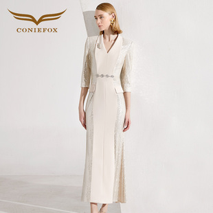 创意狐晚礼服女2025新款 高级感小众独特聚会连衣裙宴会主持人礼服