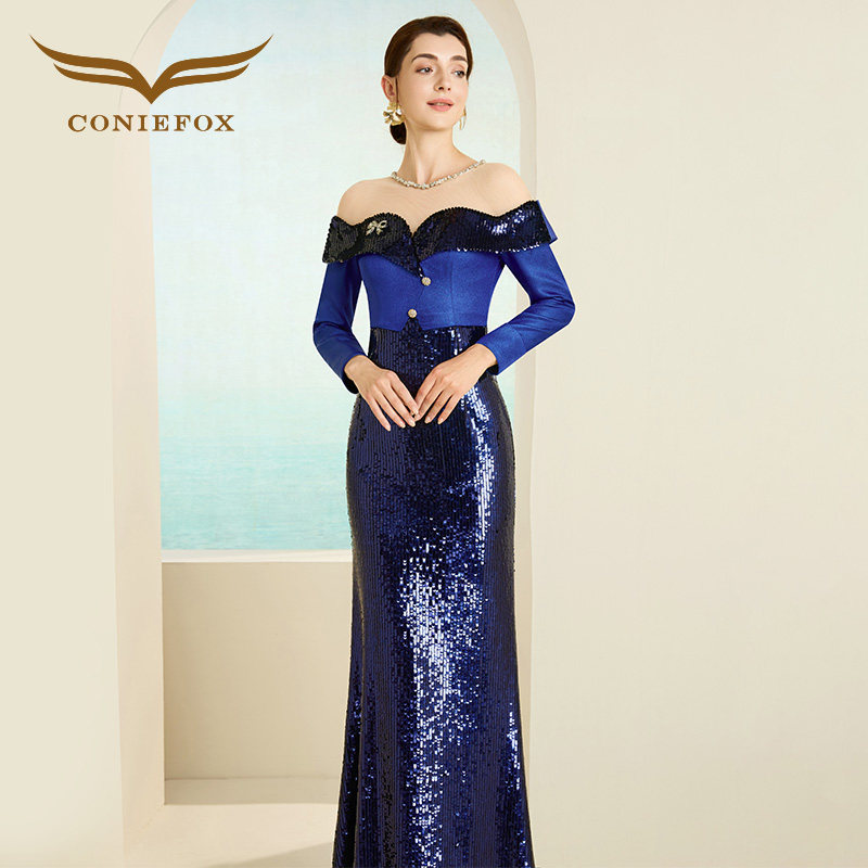 创意狐演出服2026经典长袖优雅高级感年会主持人端庄大气晚礼服女