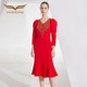创意狐晚礼服红色敬酒服小个子新娘出阁宴礼服平时可穿鱼尾连衣裙