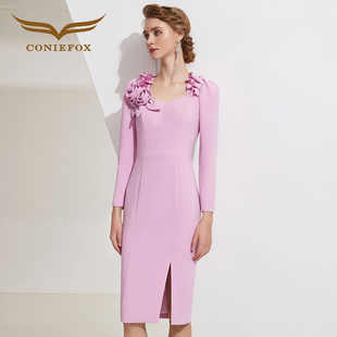 创意狐礼服高端轻奢小众礼裙晚宴会重要场合主持人名媛气质连衣裙