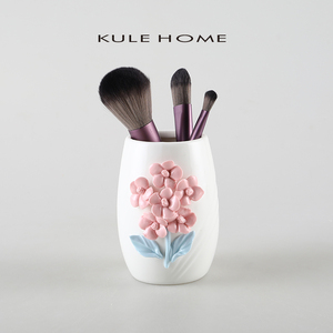 KULE HOME 化妆刷收纳筒梳妆台眼影刷收纳盒梳子眉化妆台陶瓷笔筒