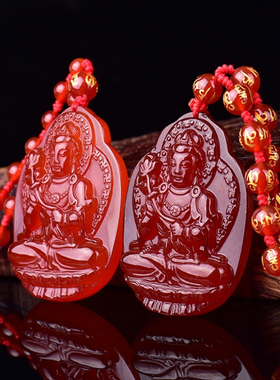 花边守护神本命佛红玛瑙吊坠项链