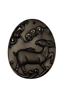 一鹿平安梅花鹿灵鹿长春黑曜石吊坠生肖项链男女款饰品