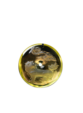 祥麟拱禄水麒麟黄水晶吊坠项链平安扣饰品橘黄水晶项坠男女礼物