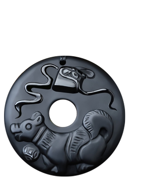 黑曜石生肖狗旺犬保运平安扣吊坠狗形饰品生肖兔六合犬来显达吊坠