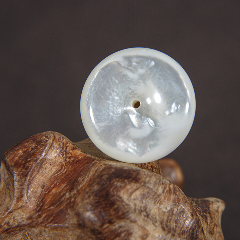 珍珠母贝螺钿老鱼骨圆形平安扣白碟贝吊坠罗汉眼怀古谍珠文玩隔片