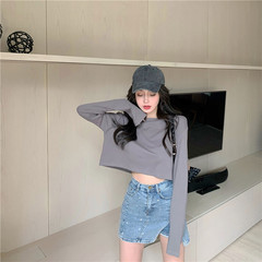 Real shot basic versatile King black and white three color long sleeve sunscreen round collar Pullover casual and comfortable t-shirt for women T