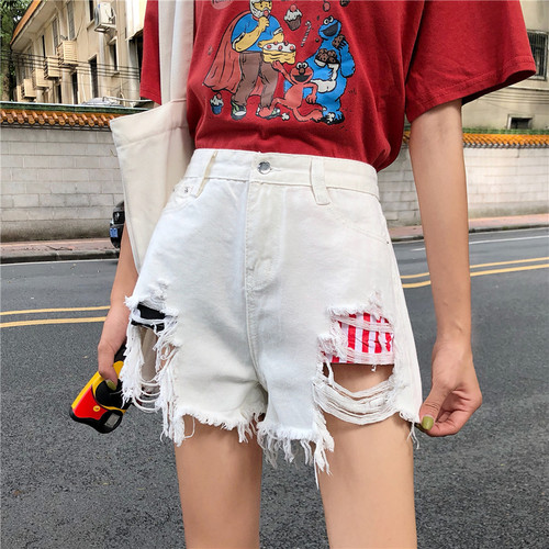 Actual Jeans Shorts Women's High Waist Slim and Elegant Summer Outside Wear Loose A-Leg Hot Pants