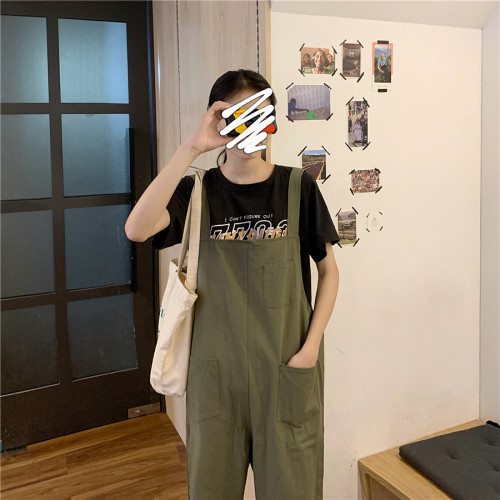 Women's Korean version of slack pants with real backband, new style of high waist, straight barrel and thin overalls with wide legs and one-piece pants