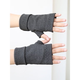 秋冬手套保暖双层加厚男女德绒半指款骑行防寒露指遮疤写作业护腕