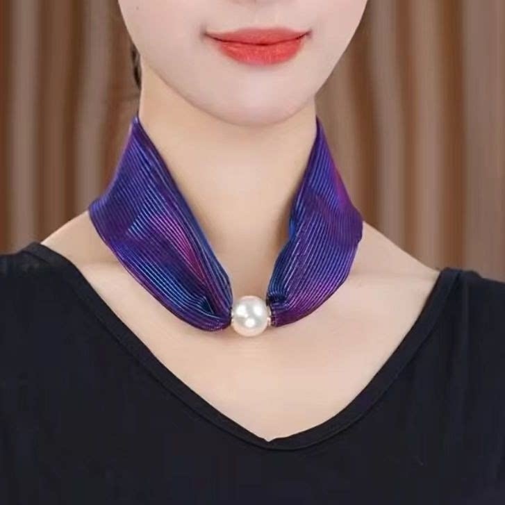 夏季2026新款炫彩色磁吸扣长条小丝巾细窄护颈围脖遮颈纹薄款透气
