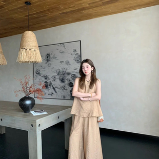 套装 Y.JIA 宽松休闲阔腿裤 伊嘉 梧桐归序高级极简亚麻质感上衣