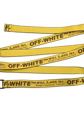 OFF-WHITE黄色帆布腰带男女通用工业风自动扣时尚腰带