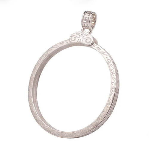 定做藏银边框空托代币扣银元吊坠