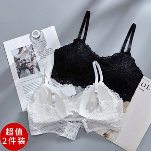 无钢圈蕾丝性感裹胸抹胸吊带背心美背聚拢内衣女学生高中少女文胸