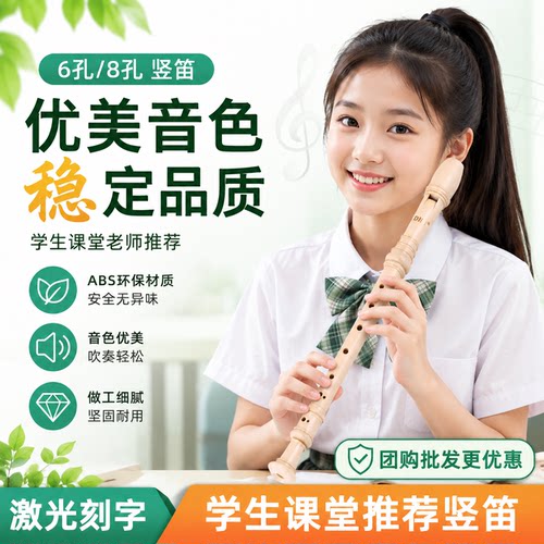 DHS高音竖笛6孔8孔德式英式小学生专用乐器儿童初学六孔八孔笛子