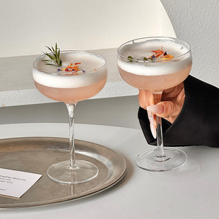 洛神鸡尾酒杯创意马天尼杯高颜值高脚杯凹底塔杯微醺调酒杯子