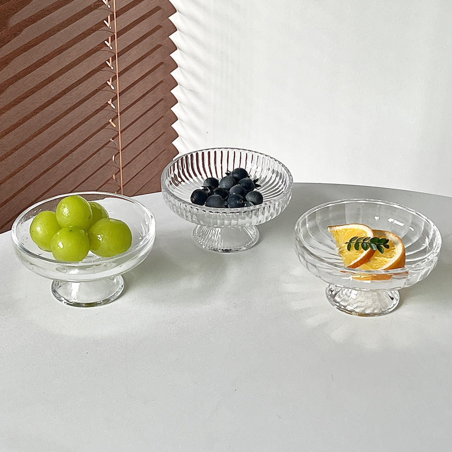 高颜值水果盘下午茶蛋糕甜品点心盘玻璃高脚盘零食糖果盘冰淇淋碗