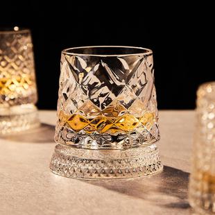 轻奢高档威士忌酒杯创意旋转杯洋酒杯水晶玻璃家用旋转啤酒杯子