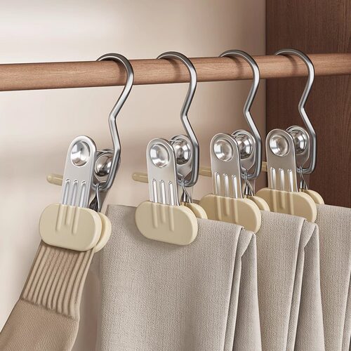 加宽裤夹子家用无痕衣架裤子收纳神器多功能防滑折叠晾衣夹袜子架