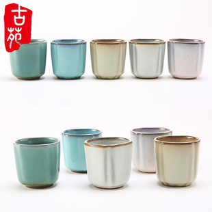 杯子手工粗陶瓷茶杯水杯个人单杯家用窑变茶盏大号品茗杯 古苑日式