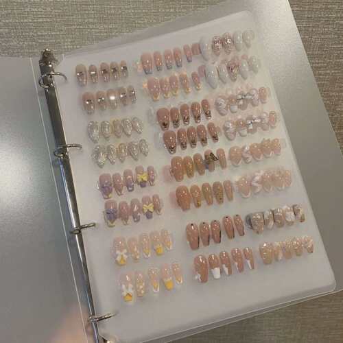 色卡甲片分类收纳册磨砂质感穿戴甲片收纳夹展示板美甲店展示板
