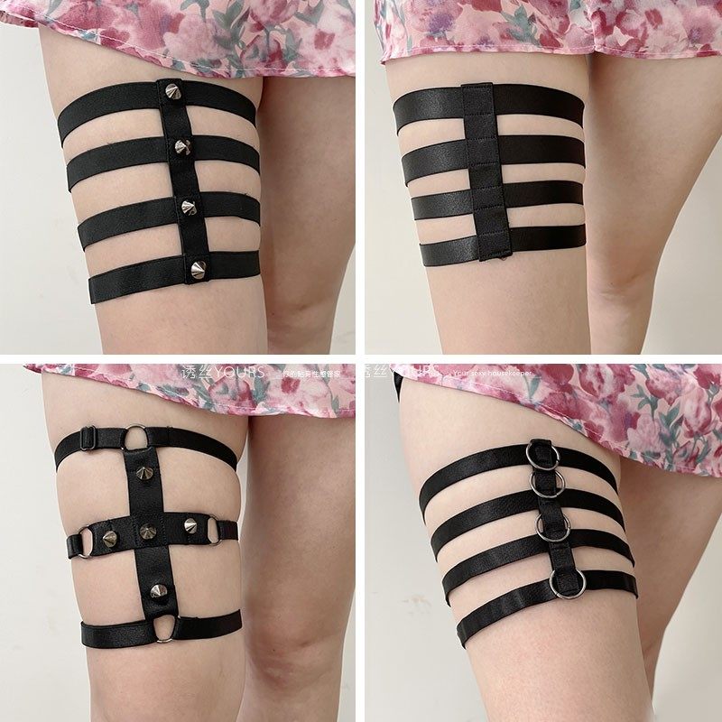 多条绳带拼接弹力腿带大腿环日韩女团热舞表演性感主播跳舞美腿饰