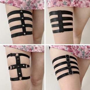 多条绳带拼接弹力腿带大腿环日韩女团热舞表演性感主播跳舞美腿饰