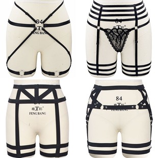 新款欧美时尚性感情趣吊袜带美腿环一体捆绑弹性绑带束缚绳衣配饰